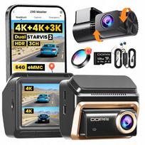 Vaizdo registratorius DDPAI Z90 Master 4K su galine kamera, laidu jungtimi ir 128GB atmintimi