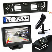Automobilio parkavimo kamera su LED numerio rėmeliu ir 4,3" LCD monitoriumi