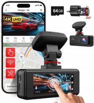 Vaizdo registratorius REDTIGER A8 4K su ADAS, lietimui jautriu ekranu, WiFi, 64GB, naktinis matymas, priekinė ir galinė kamera