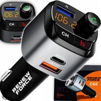 FM Bluetooth siųstuvas automobilio kroviklis 36W QC3.0 USB-C
