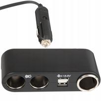Automobilinis adapteris, 3 lizdai, 2 USB, 12V/24V
