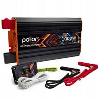 Automobilinis inverteris Polion 1000W, 24V/230V, grynos sinusinės bangos