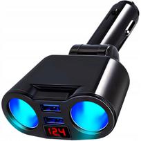 Automobilinis lizdo skirstytuvas su 2 USB (3,1A), voltmetru, 12V/24V