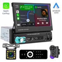 Automobilio radijas 1DIN su 7" ištraukiamu lietimui jautriu ekranu, Bluetooth, Mirror Link, kamera