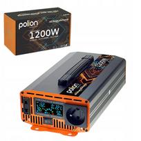 Automobilinis įtampos keitiklis Polion 1200W, 12V/230V, grynos sinusinės bangos