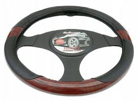 Vairo užvalkalas automobiliui 37-39 cm, dirbtinės odos, medžio imitacija