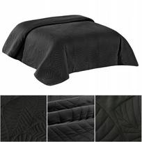 Lovatiesė-sofa Corrado, 220x240 cm, mikropluošto, juoda, su lapų raštu