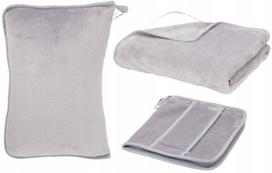 Kelioninė pagalvė ir fleece pledukas 2in1, 160x100 cm, pilka