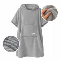 Pledas–megztinis KOCOBLOUSE, minkštas šiltas su gobtuvu, pilkas oversize