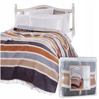 Medvilninis pledas GRAYSEN 200x220 cm su kutais, boho stiliaus, pilkas