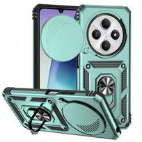 Dėklas Xiaomi Redmi 14C Armor su metaliniu žiediniu stovu, magnetinis automobilinis galinis dangtelis, skirtas Redmy14C 14 C, slankiojantis objektyvo apsaugos Funda Coque For Redmi 14C žalia