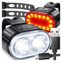 Dviračio LED žibintų rinkinys priekiui ir galui, įkraunamas USB-C