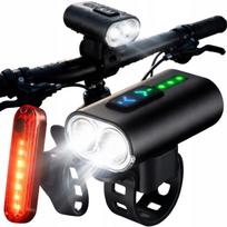 LED dviračio žibintų rinkinys, įkraunamas USB, priekinis ir galinis