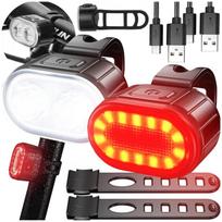 Priekinis ir galinis dviračio LED žibintas su USB įkrovimu