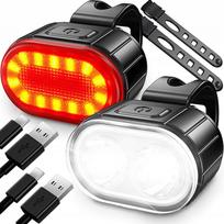 Dviračio LED žibintų rinkinys priekiui ir galui, maitinami baterijomis