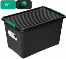 Plastikinė 60 l dėžė su dangčiu, tinkama sudėti viena ant kitos