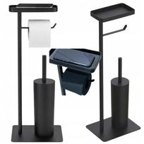 Tualetinio popieriaus laikiklis su telefono lentyna ir WC šepetėliu, juodas, Loft