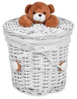 Pintas baltas krepšys „Bear“, 15 l, žaislams ar skalbiniams