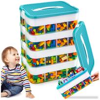 Plastikinė LEGO kaladėlių dėžė, 4 aukštų, su 24 skyriais, 24 l talpos
