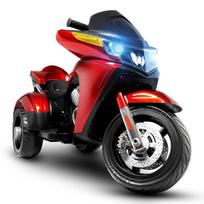 Vaikiškas elektrinis triratis motociklas, 12V 7Ah, minkšti EVA ratukai, odinė sėdynė