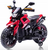 Vaikiškas elektrinis motociklas MOTOR CROSS DL su LED žibintais, garso efektais ir odine sėdyne