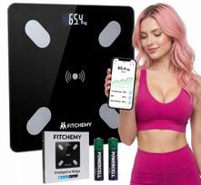 Vonios svarstyklės su kūno analizės funkcija ir Bluetooth, FITCHEMY, suderinama su programėle