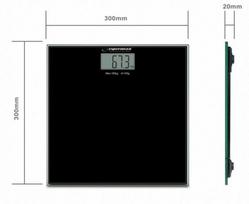Vonios svarstyklės, grūdintas stiklas, skaitmeninės, iki 180 kg, juodos