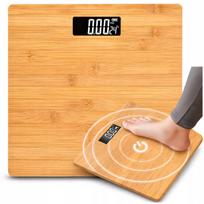 Medinės vonios svarstyklės su LCD ekranu, termometru, 175 kg, Bamboo