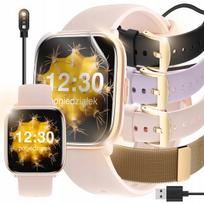 Išmanusis laikrodis moterims su AMOLED ekranu, lenkų meniu, galimybė skambinti, 4 apyrankės