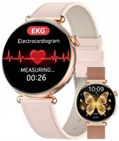 Išmanusis laikrodis moterims su EKG, kraujospūdžio ir gliukozės matuokliu, AMOLED ekranas, skambučių funkcija