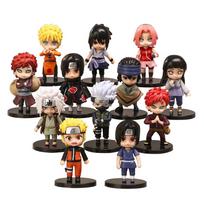 12pcs/set Anime Naruto Shippuden Hinata Sasuke Itachi Kakashi Gaara anime figure Q Version PVC Figures Toys Dolls Kid Gift