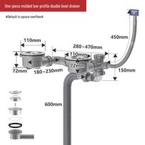 Space-Saving Anti-Odor Kitchen Sink Drain Pipe with Rear Outlet