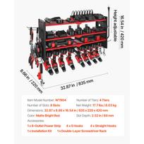 SucceBuy Power Tool Organizer with Charging Station 3-Layer Drill Storage Rack with 4 Drill Holders & Side Pegboard for Garage