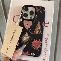 Leopard Heart Eye Print Phone Case for iPhone 17 16 15 14 13 12 11 pro max , Full Body Protective Cover, Animal Pattern Design iPhone XS Max
