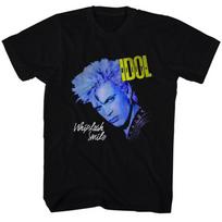 Billy Idol Black Whiplash Smile Black Adult T-Shirt M