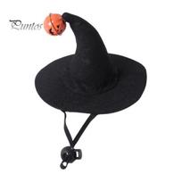 Cat Costume Accessory Halloween Wizard Hat, Bent Pointed Hat with Pumpkin Bell, Bell Pet Sequined Bow Festive for Cats Small Dogs Elastic Strap A