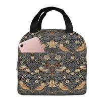 William Morris Strawberry Thief Insulated Lunch Bag for Women Children Portable Food Boxes Thermal Lunch Box Tote One Size