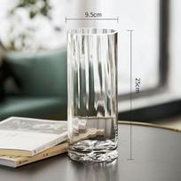 Light Luxury Art Deco Glass Vases Round Tabletop Decorative Flower Vase with Gold Rim for Living Room Dining Coffee Table (Clear,M) gryna