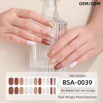 Hot Sale Autumn Winter Design Press-On 22 Gel Nail Wraps Strips No UV Lamp Free Baked Fully No Baked Cured Gel Nail Stickers