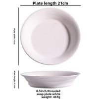 Western-Style Soup Plate Deepened Large Dinner Plate Ceramic Microwave Safe Modern Minimalist Design Solid Pattern Commercial Standard