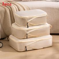 Portable Travel Packing Cubes With Multifunctional Compression Bags For Clothing And Accessories smėlis