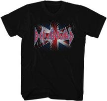 Def Leppard Warped Sketch Union Jack Flag Men's T Shirt Rock Band Music Merch 2XL