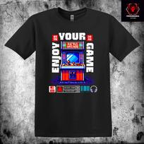 Retro Arcade 'Enjoy Your Game' Premium Cotton Gamer Unisex T-Shirt XL
