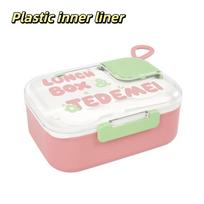 with Handle Children Lunch Box Durable Food Container Set New Kids Bento Box  Outdoor Use rožinė
