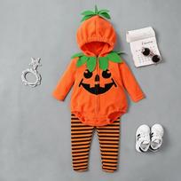 Kids Halloween Pumpkin Onesie with Footed Leggings for Spring and Autumn 80