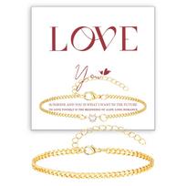 2 Pcs Couple Bracelets Matching for Him Her, Valentine's Day Gifts, Gold Plated Pinky Promise Bracelet Set for Anniversary