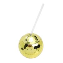 Disco Flash Ball Cup Galvaninis rutulinis puodelis Rutulinis šiaudinis plastikinis vandens puodelis Vyno taurė One Size auksas