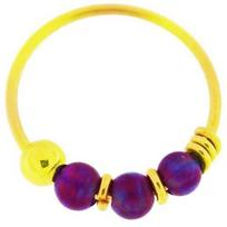 Auskaras Papuošalas Nosies Žiedas Žiedas iš 9 karatų geltono aukso su violetiniais karoliukais, Nosies Ausies, yellow