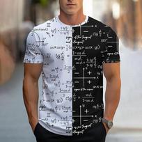 3D Printed Originality T-Shirt for Men Math Formula Pattern Summer Casual Short Sleeves Round Neck Tops Sport Loose Shirt S