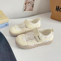 Velcro light mouth floral lace Mary Jane women's shoes new fashionable versatile hollow breathable 35 geltona